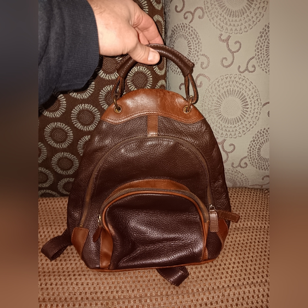M. London vintage leather small backpack